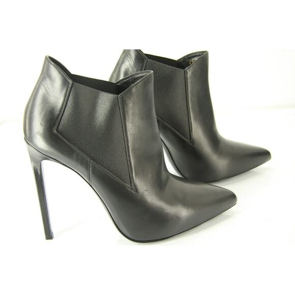 Saint Laurent Shoes - Saint Laurent Black Leather Paris Pointed Toe Ankle Boots Size 39.5 NIB YSL Yves